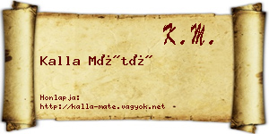 Kalla Máté névjegykártya