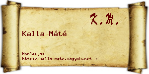 Kalla Máté névjegykártya